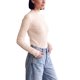thumbnail image 4 of INSPIRE CHIC Suéter de Mujer con Empalme de Punto Cuello Simulado Falso de Dos Piezas Mangas Largas Otoño Invierno Ajuste Ceñido Volante Encaje Ribeteado Jersey Grande Albaricoque, 4 of 6