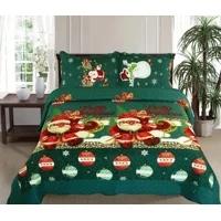 Casadeliacl - Cubrecama Navideño 2 Plaza Quilt De Verano Tf Verde Musgo Esfera Navideña