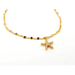 Tiana Joyas - Pulsera Con Una Estrella De Mar Con Circones De Plata 925 Enchapada En Oro De 18K