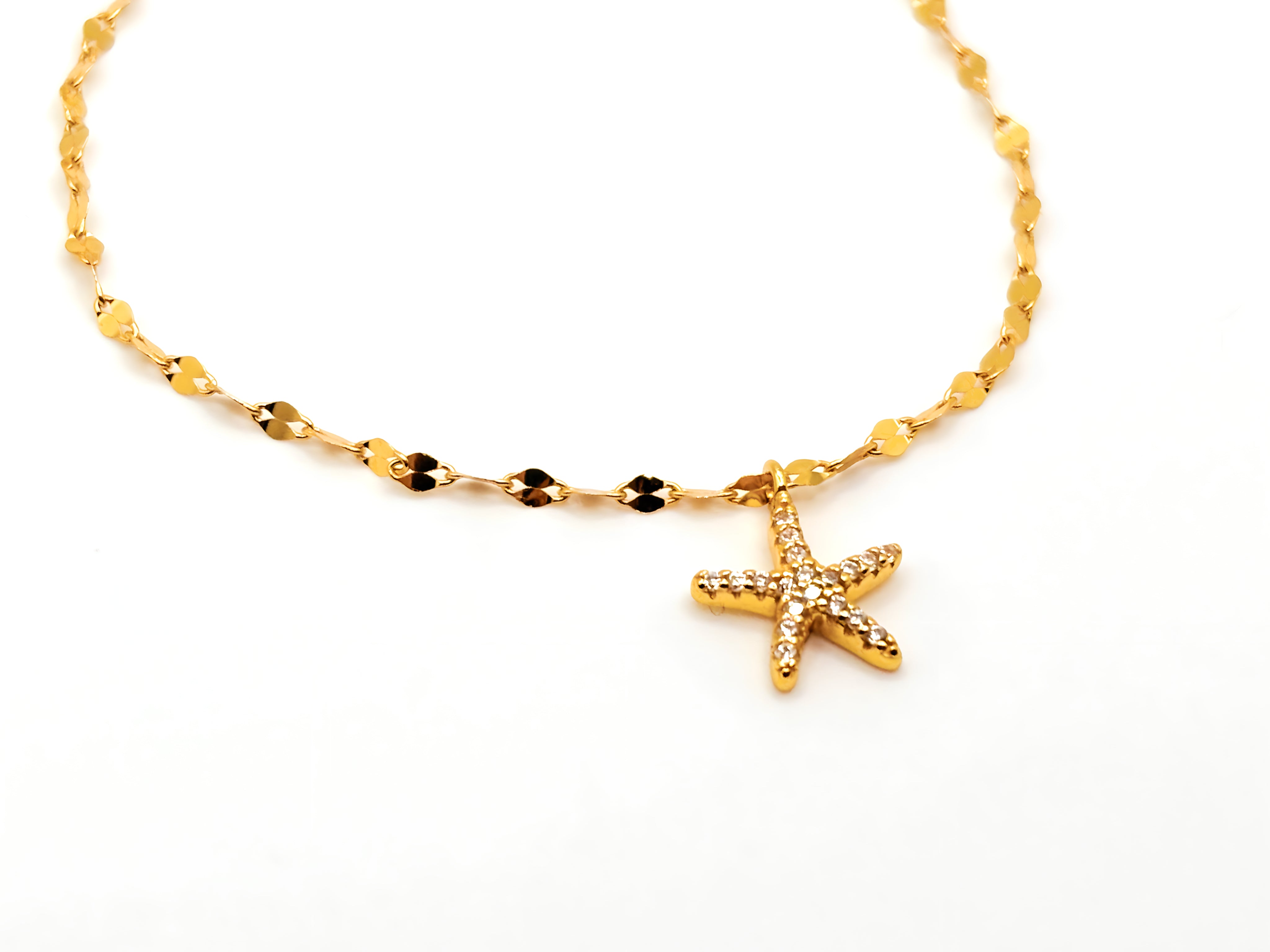 Tiana Joyas - Pulsera Con Una Estrella De Mar Con Circones De Plata 925 Enchapada En Oro De 18K