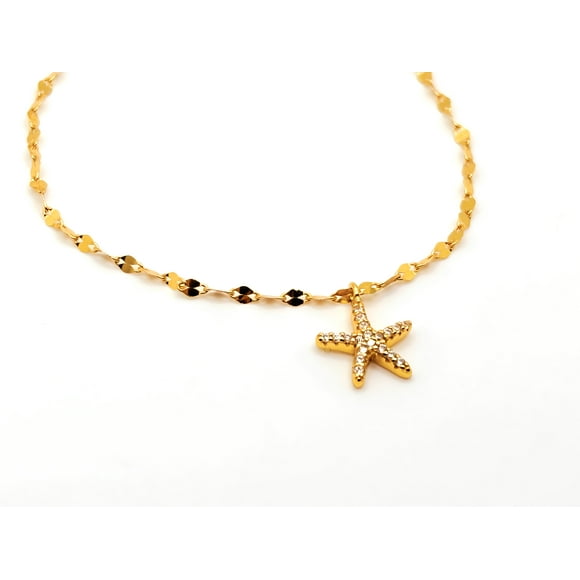 Pulsera con una Estrella de Mar con Circones de Plata 925 enchapada en Oro de 18k