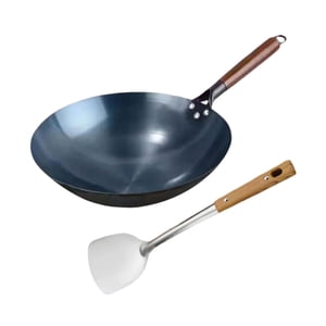 Bothyi - Wok Sartén Cocina Wok Universal Con Mango De Madera Wok Tradicional Chino A Gas 40Cm