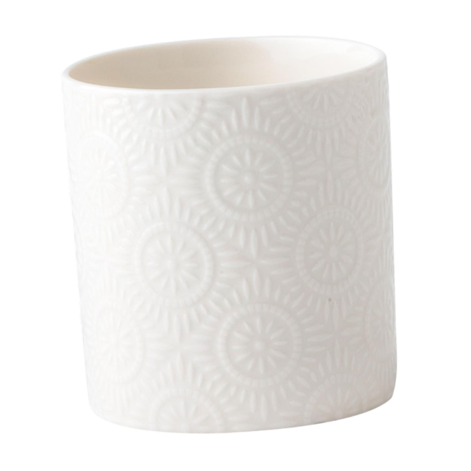 Magideal - Porta Utensilios De Cerámica Con Relieve, Soporte Para Bolígrafos, Recipiente Para Utensilios, Organizador De Escritorio Para Pala, Tenedor, Cuchara,