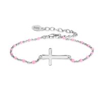 Pulsera Heshpaws S925 Sterling Silver Cross Ajustable Plata