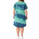 thumbnail image 5 of Vestido Escolar Universitario de Talla Grande para Mujer GRACE & GRANDEUR, Rayas Tie Dye, Escote en V, Manga Corta, Casual de Verano, Midi, Talla 4X Azul Verde, 5 of 8