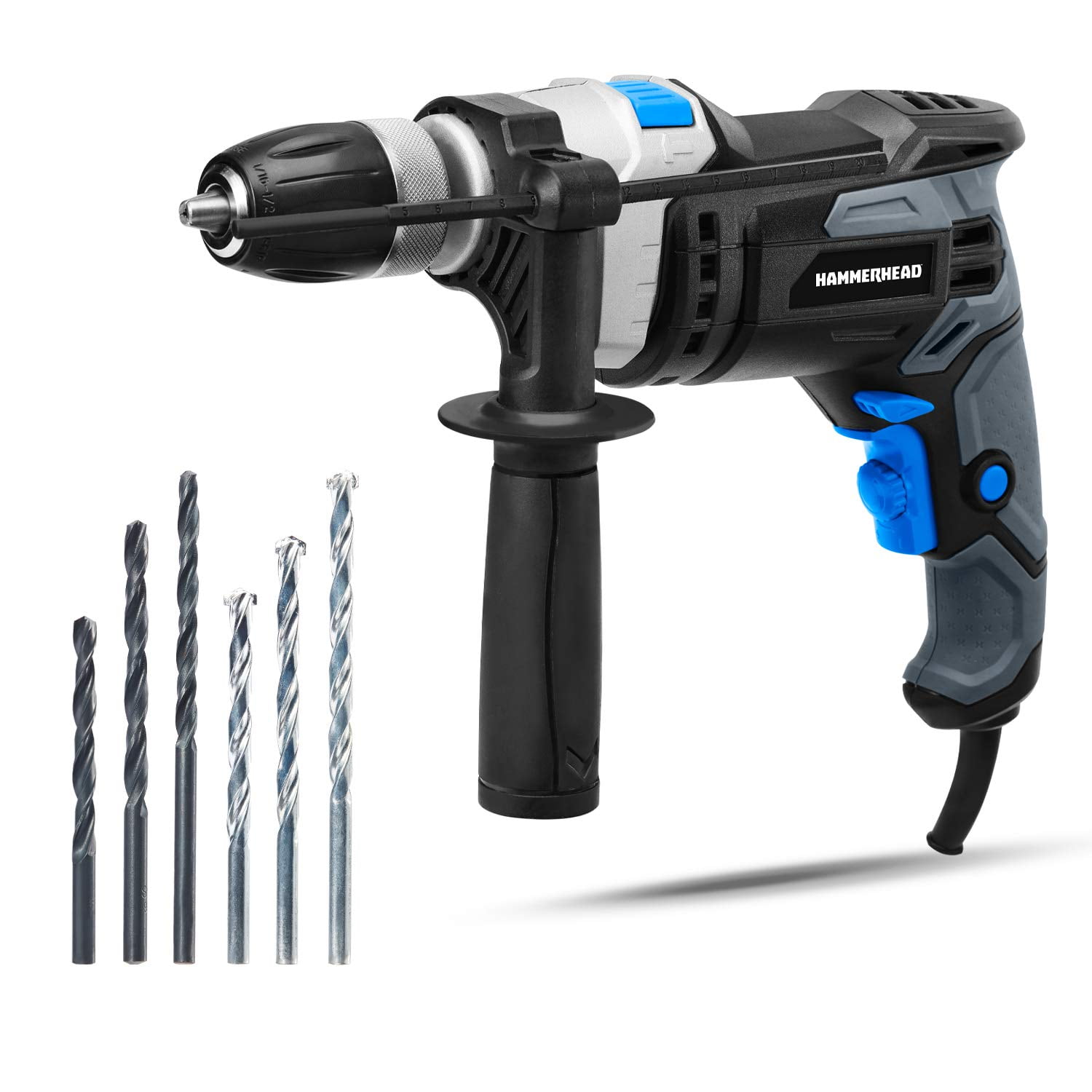 Taladro Percutor Hammerhead Hahd075 De 7.5 Amperios Y 1/2 Pulgadas Con 6 Brocas