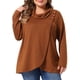 thumbnail image 1 of Agnes Orinda Conjuntos de Halloween para Mujeres Tallas Grandes Cuello Alto Envolvente Blusa Túnica Asimétrica con Botón Lateral Manga Larga Casual de Negocios 3X Naranja Marrón, 1 of 6
