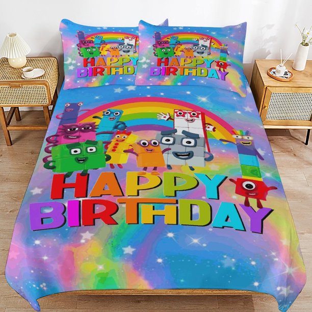 x124 Numberblocks Bed Duvet Cover Microfiber Bedding Sets 3D Printed Lightweight 3 Piece Comforter Sets, 1 Duvet Cover And 2 Pillow Shams for Kids Boys Girls 79"x90" jn124