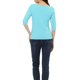 thumbnail image 3 of INSPIRE CHIC Camisetas de Mujer Mangas al Codo Cuello de Barco Ajuste Ceñido Casual Camisetas Azul Aqua XL, 3 of 6