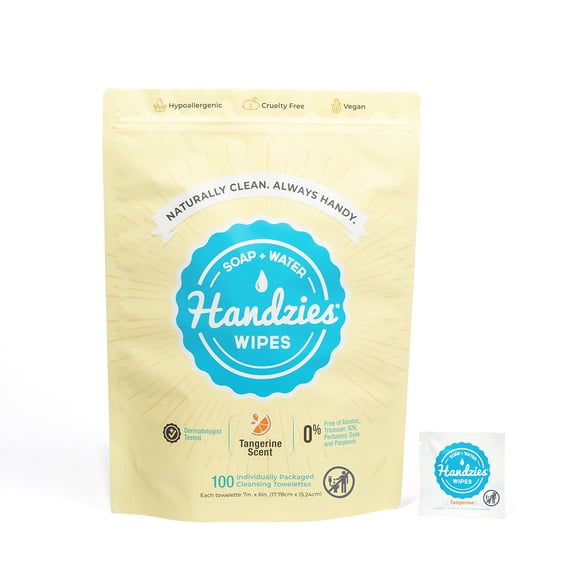 Toallitas Handzies con agua y jabón naturales, 100 unidades