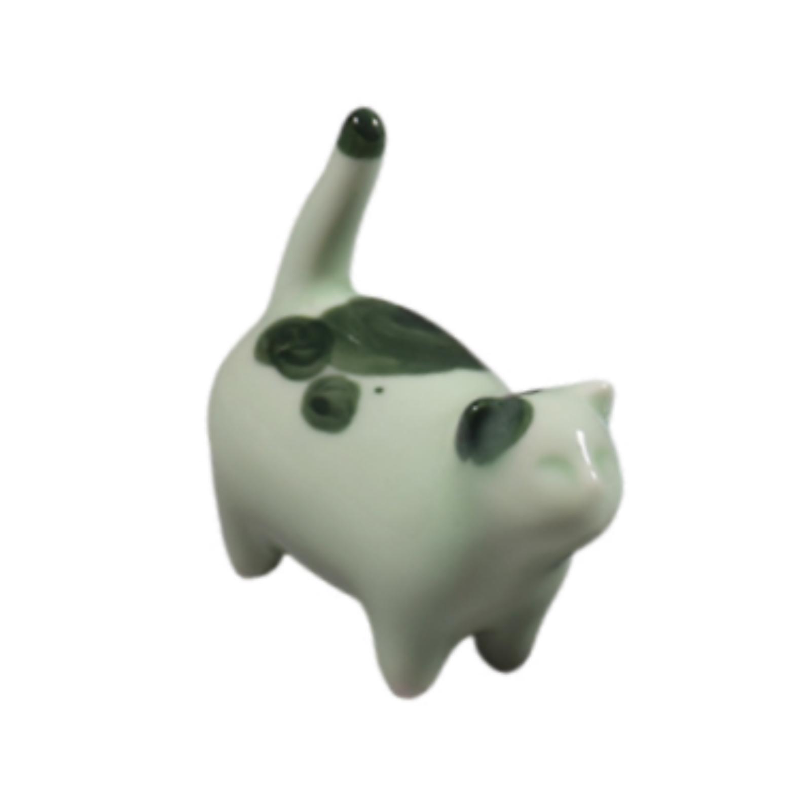 Magideal - Miniaturas De Cerámica Para Mascotas De Kung Fu, Accesorios De Regalo, Esculturas De Gato, Adornos Para El Salón De Té, El Hogar, El Escritorio De Un Verde