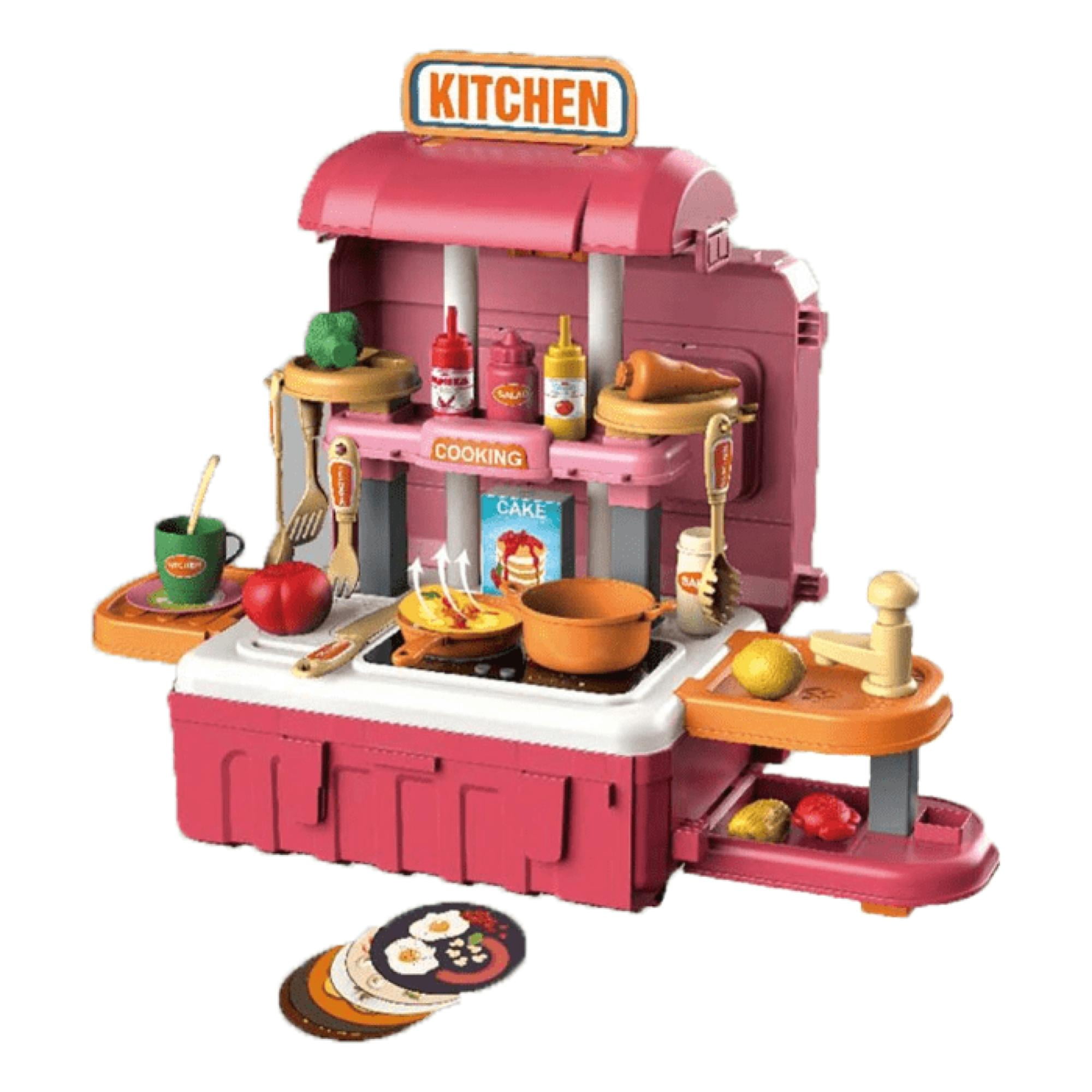 Total Upgrate - Juguete Set Maleta Cocina 49 Piezas 3 En 1 Rosado