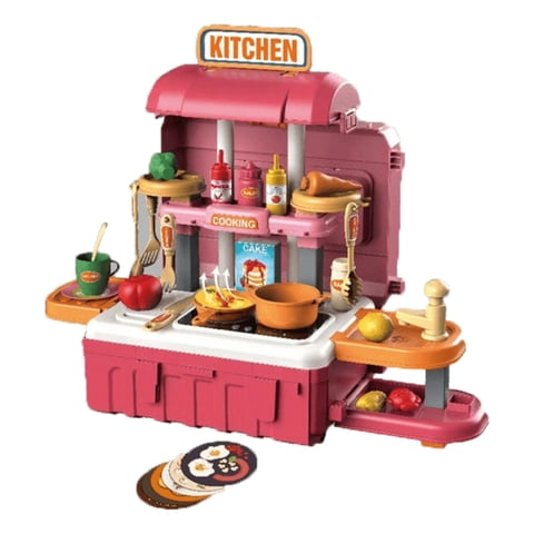 Total Upgrate - Juguete Set Maleta Cocina 49 Piezas 3 En 1 Rosado