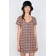 thumbnail image 1 of Vestido Mini Vintage Casual con Espalda Abierta y Rayas a Cuadros Marrones, 1 of 5