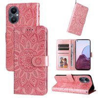 Funda Tipo Cartera Foxdock Para Oppo Reno 7Z , Diseño Girasol En Relieve, Cuero Pu, Cierre Magnético, Soporte Y Tarjetero