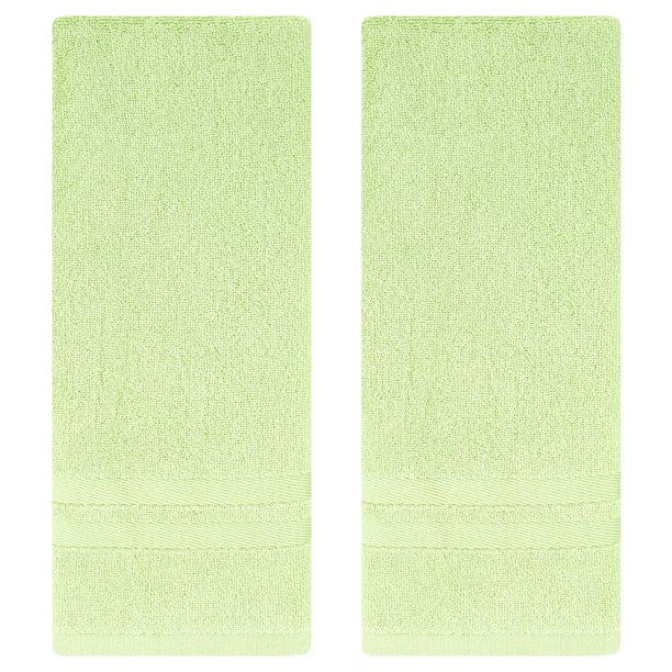 REGALWOVEN Toallas de Mano a Rayas, Algodón Suave Absorbente para Secado de Manos y Lavado de Cara Regalos Verde 2 Piezas