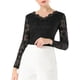 thumbnail image 1 of INSPIRE CHIC Blusa de Encaje Floral para Mujer de San Valentín con Cuello en V y Mangas Largas con Ribete Festoneado XL Negro, 1 of 7