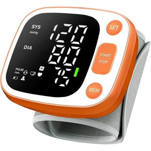 Monitor de presión arterial Oklar de muñeca recargable, color naranja