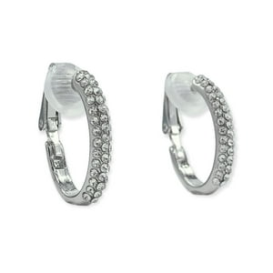 Elbauldejuma - Aros Sin Perforacion Argollas Finas Zirconios Bañado Plata