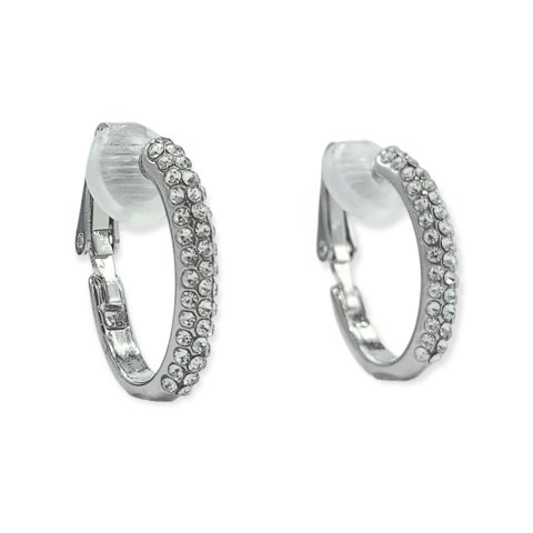 Elbauldejuma - Aros Sin Perforacion Argollas Finas Zirconios Bañado Plata