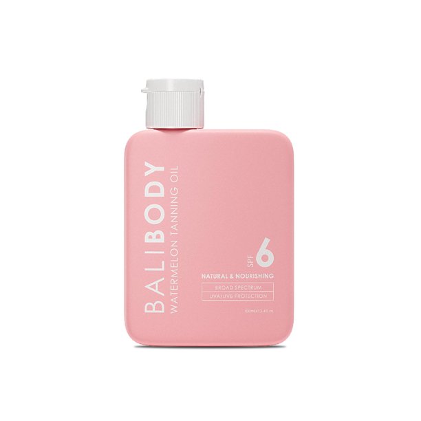 Aceite bronceador Bali Body Watermelon SPF 6, 100 ml, vegano, libre de crueldad animal
