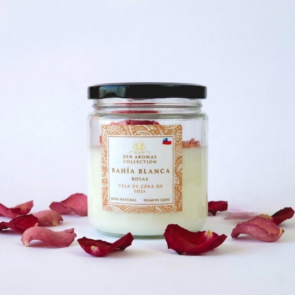 Vela Aromática Bahía Blanca Fragancia Rosas Decorativa Zen Aromas