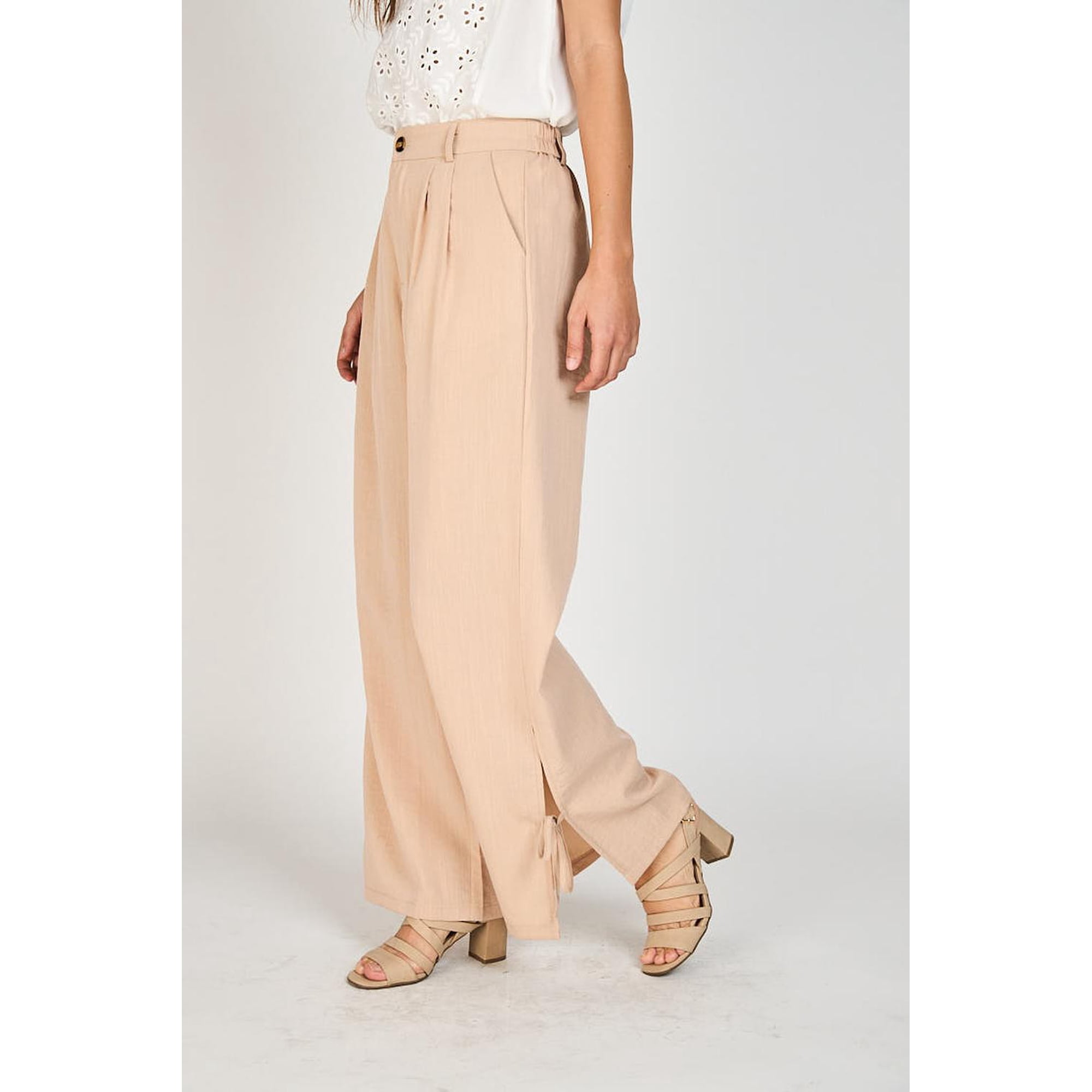 Pantalón Macarena Con Amarras Eclipse Beige M