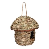 Ioensy - Nido De Casa De Pájaro Colgante De Hierba Natural Jardín Exterior Tejido A Mano 14 Cm X 15 Cm