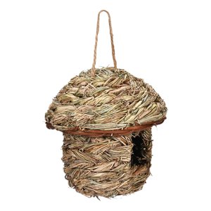 Ioensy - Nido De Casa De Pájaro Colgante De Hierba Natural Jardín Exterior Tejido A Mano 14 Cm X 15 Cm