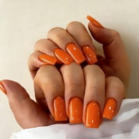 Set De Uñas Joyvvew Naranja Neón Medianas Cuadradas 28 Piezas