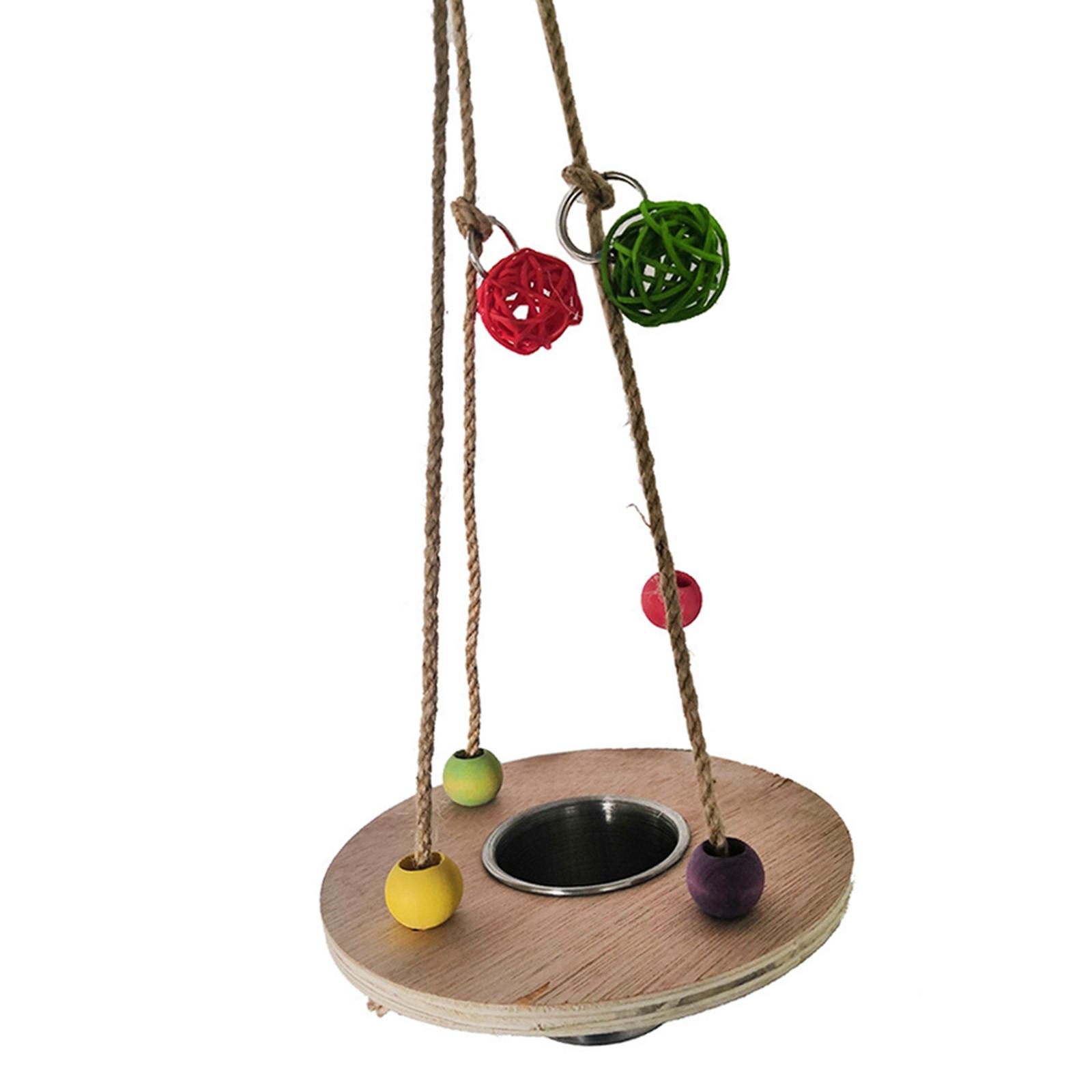 Magideal - De Alimentación Para Pájaros, Tazas, Jaula De Riego De Juguete, Dispensador De Alimentos De Material Acero Inoxidable, Soporte De Percha , Pelota Trenzada