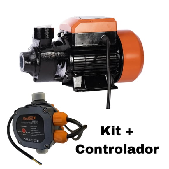 Kit Bomba de Agua Periférica Redbo QB-60 (0.5 HP, 370W, Altura 30m) + Controlador Presión