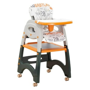 Silla De Comer Multifuncional Con Ruedas Naranja By Lubabycas