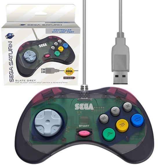 Controlador Retro-Bit USB oficial de Sega Saturn para Sega Genesis Mini