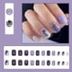 thumbnail image 2 of 24 Pcs Glossy Short Squoval Press On Nails White And Purple False Nails Glitter Golden Foil Stick On Nails Reusable Acrylic Fake Nails For Women, 2 of 2
