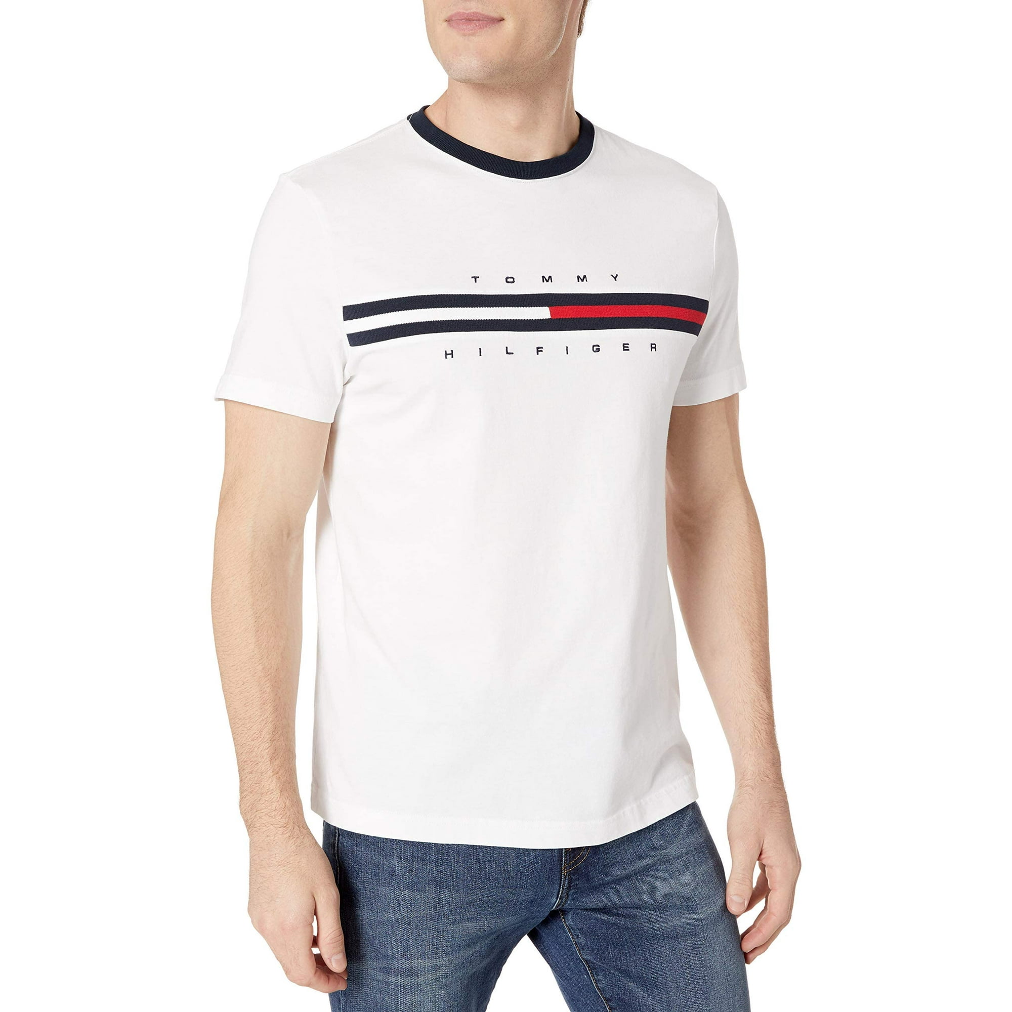 Camiseta Tommy Hilfiger De Manga Corta Para Hombre, Talla Grande Y Alta