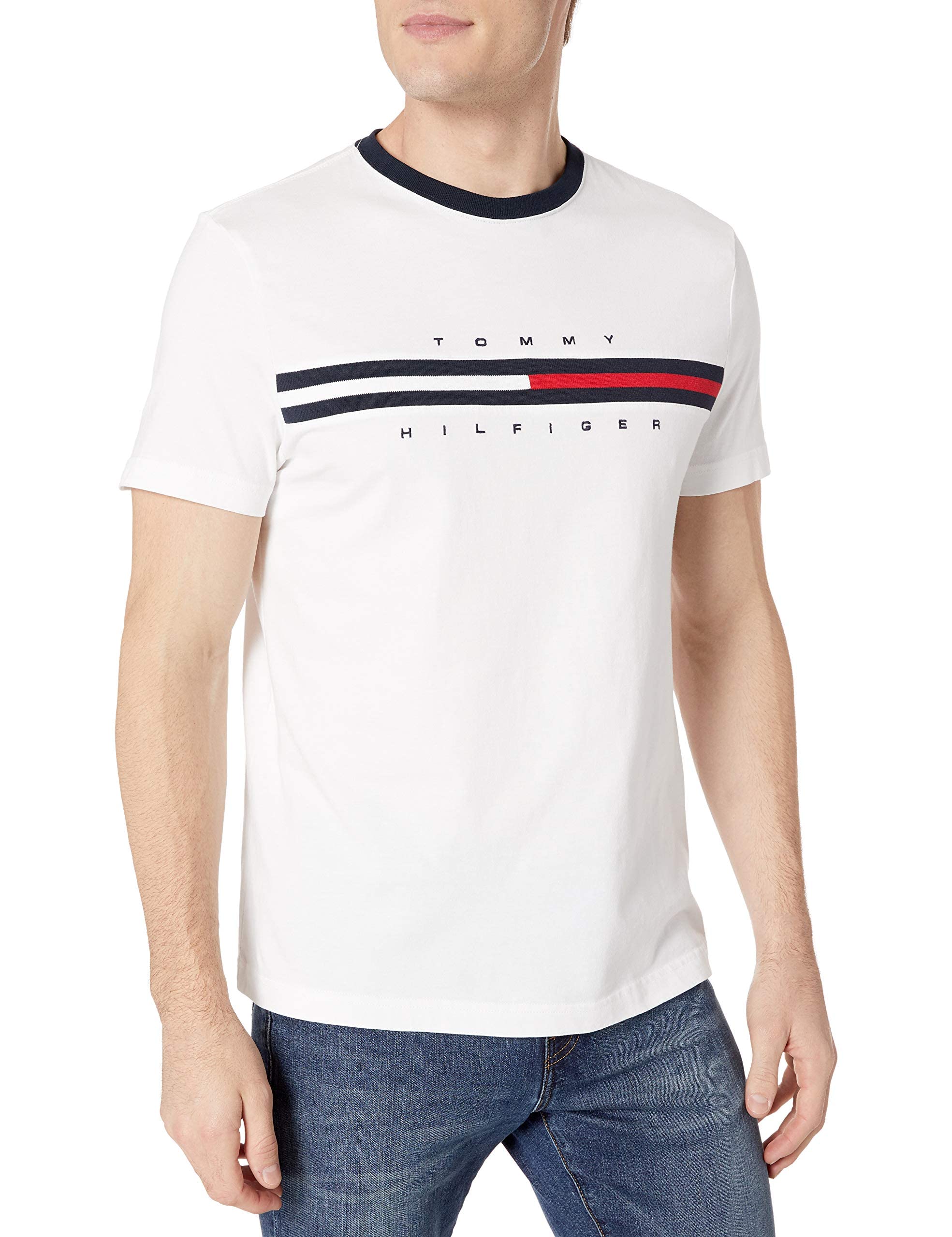 Camiseta Tommy Hilfiger De Manga Corta Con Logo Para Hombre - Blanco