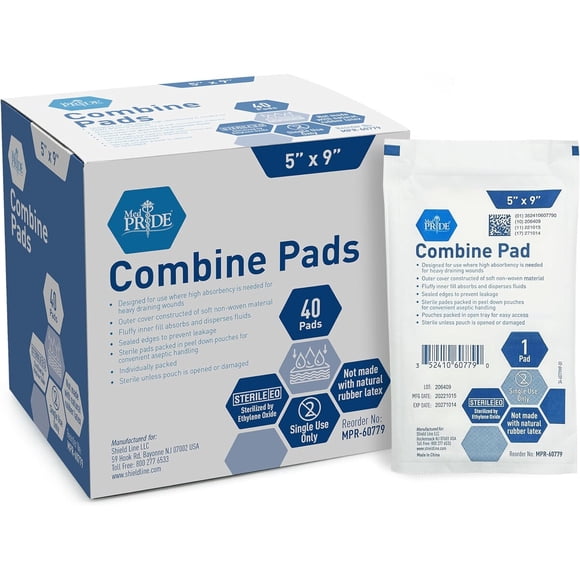 Gasas ABD MED PRIDE 5x9 Pulgadas Estériles 40 Unidades Alta Absorción