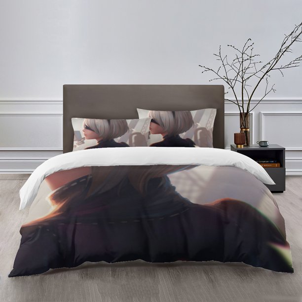 NieR Bedding Sets Bed Cartoon Duvet Cover Lightweight 3 Piece Bet Sets for Kids Boys Girls
