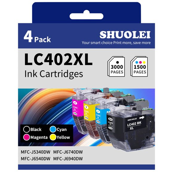 Cartuchos de Tinta SHUOLEI LC402XL Paquete de 4 Alta Capacidad