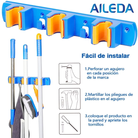 Rack Organizador Escobas Aileda Colgador De Escobas Soporte Escobas Color Azul