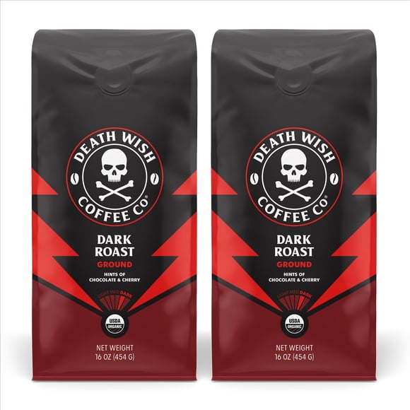 Café Molido de Tueste Oscuro Death Wish 454g Paquete de 2 Orgánico