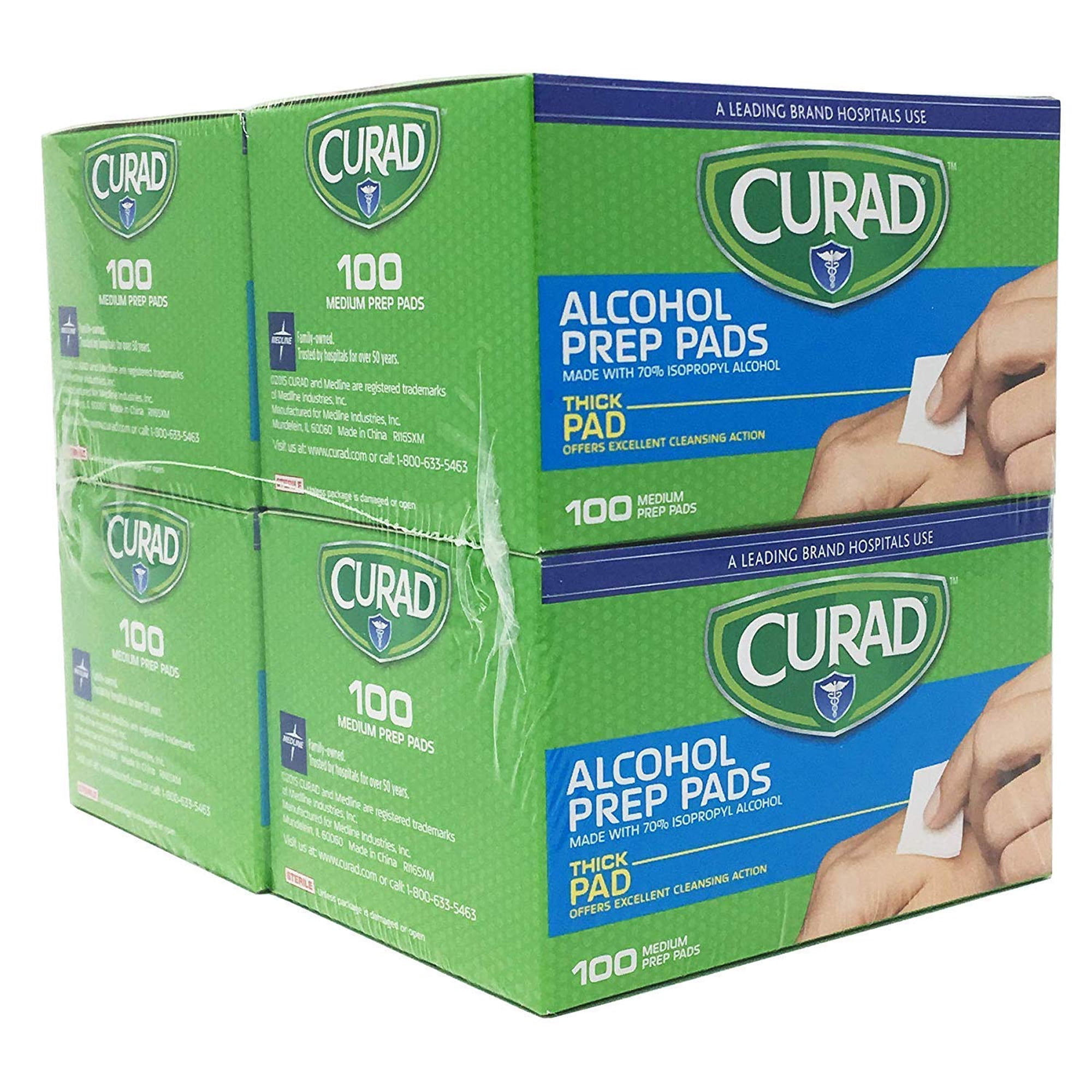 Curad - Almohadillas De Preparación Con Alcohol, Bastoncillos Gruesos Con Alcohol, 70% Isopropílico
