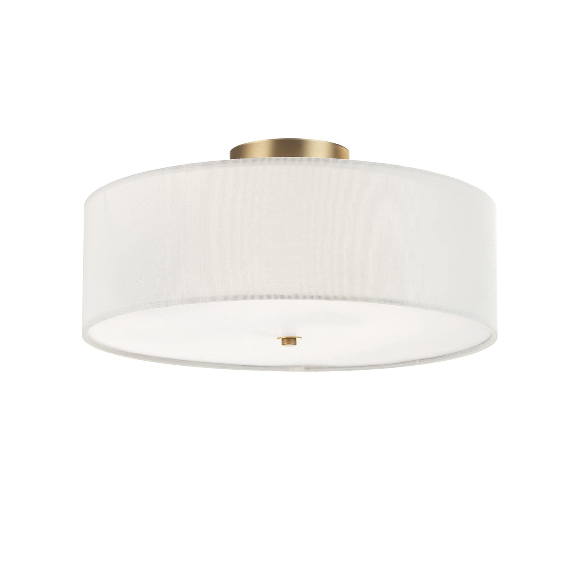 Lámpara De Techo Globe 60998, Latón Mate Y Lino Blanco, 2 Luces