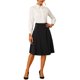 thumbnail image 2 of INSPIRE CHIC Falda Midi Acampanada Vintage de Mujer con Cintura Alta Elástica y Botones Decorativos L Negro, 2 of 7