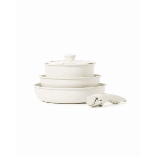 Genérico - Bateria De Cocina Juego De Ollas Retirable 3pcs Blanco