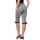 thumbnail image 3 of Pantalones de Gingham para Mujer Cintura Baja 3/4 Longitud hasta la Rodilla Leggings Capri Recortados M Negro, 3 of 6