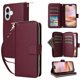 thumbnail image 5 of Funda Cartera con Cremallera y Correa para iPhone 16 Plus Soporte y Tarjetero Rojo, 5 of 6