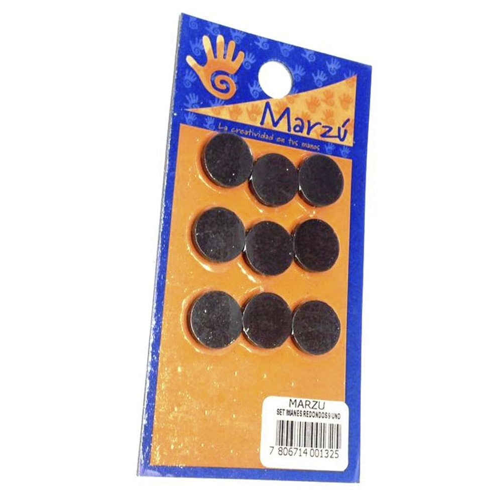 Set De 9 Imanes Redondos Con Adhesivo Marzú