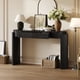 thumbnail image 2 of TREXM Entryway Table with Natural Wood Grain Finish, Console Table with Fluted Design, Oval Top and 2 Drawers for Entryway and Living Room (Black), 2 of 3